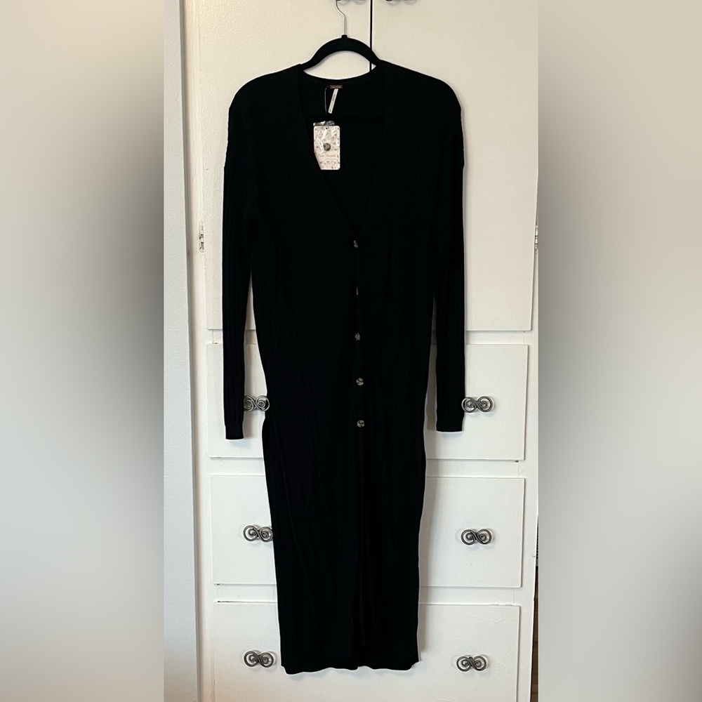 NWT Women’s Free People Black Button-Up Long Sleeve Dress Size Medium